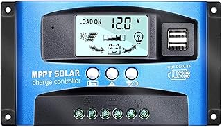 Y&H MPPT 40A 12V/24V Auto Focus Tracking Solar Panel Charge Controller Regulator with Dual USB Port,LCD Display, Model:Wanderer BL912 (Blue)