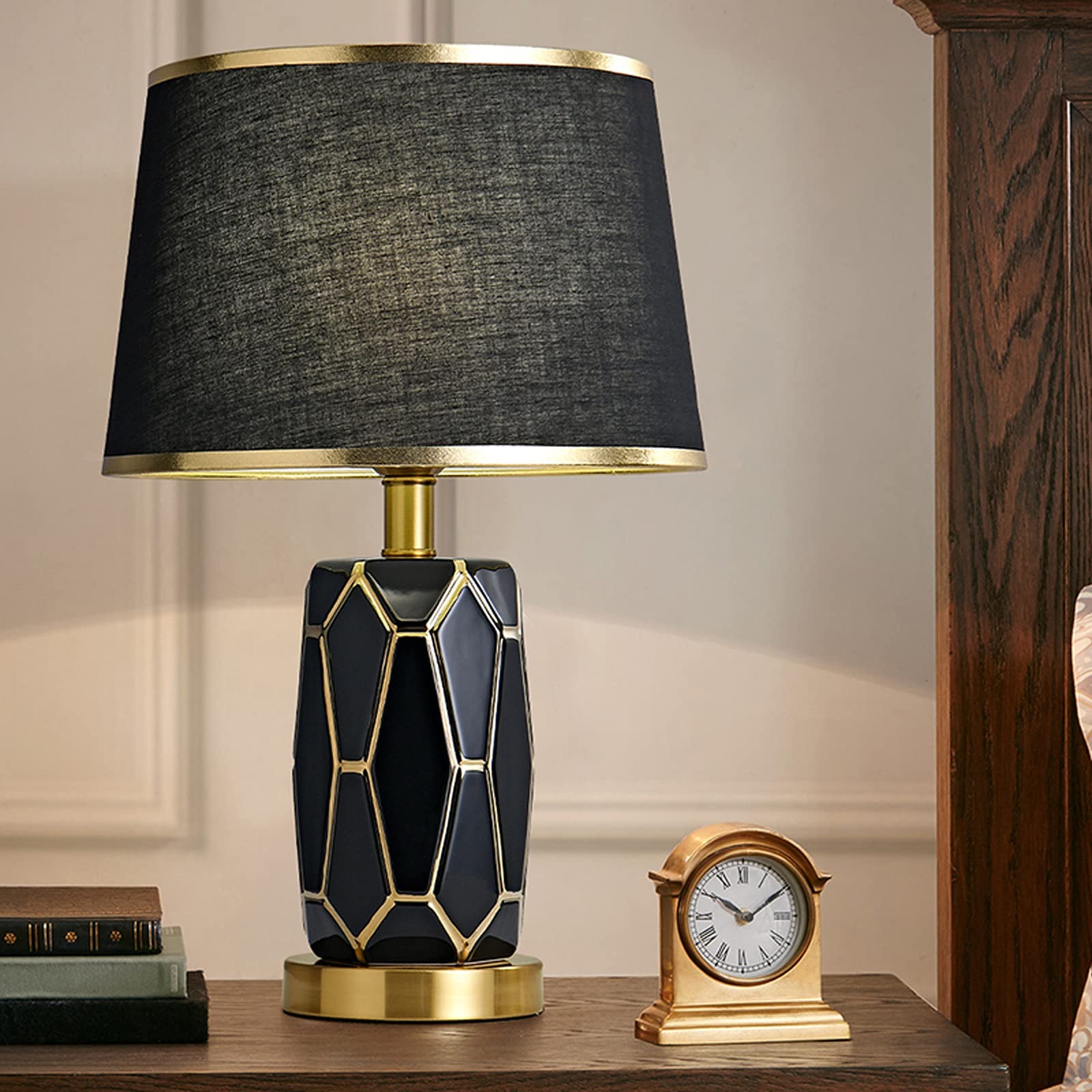 Luce da Scrivania Luce per la Lettura Lampade da tavolo retrò Lampade da comodino in ceramica con paralume in tessuto e base in metallo Semplicità Comodino Lampade da tavolo for home office Cafe Resta
