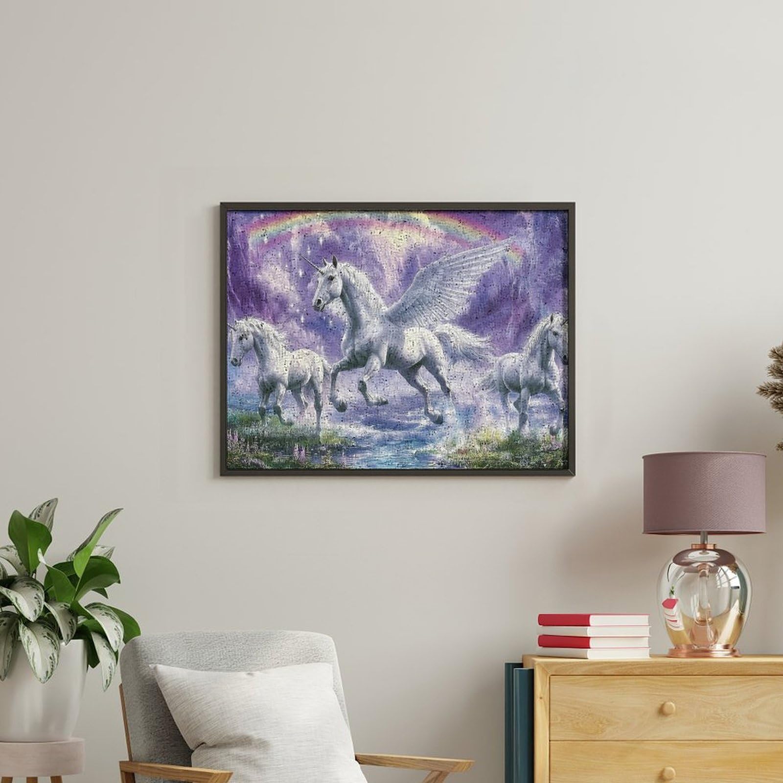 Romantisches Malen-nach-Zahlen-Set mit Pegasus-Motiv für Erwachsene und Anfänger, bunt, DIY, einfaches Malen für Zuhause, Wanddekoration