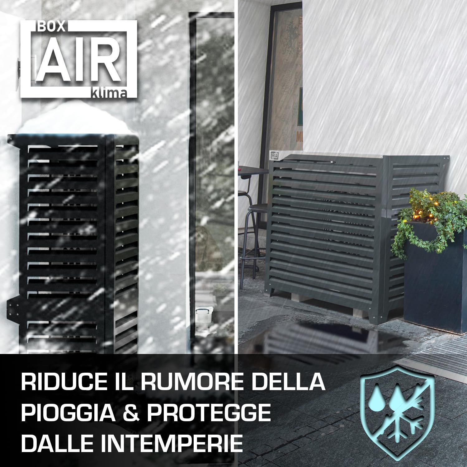 Big Blade XXL Antracite – Copri Climatizzatore Esterno in Alluminio Composito e Telaio INOX 316, Installazione a Parete, 135×112×68 cm – Copertura Unità di Grandi Dimensioni