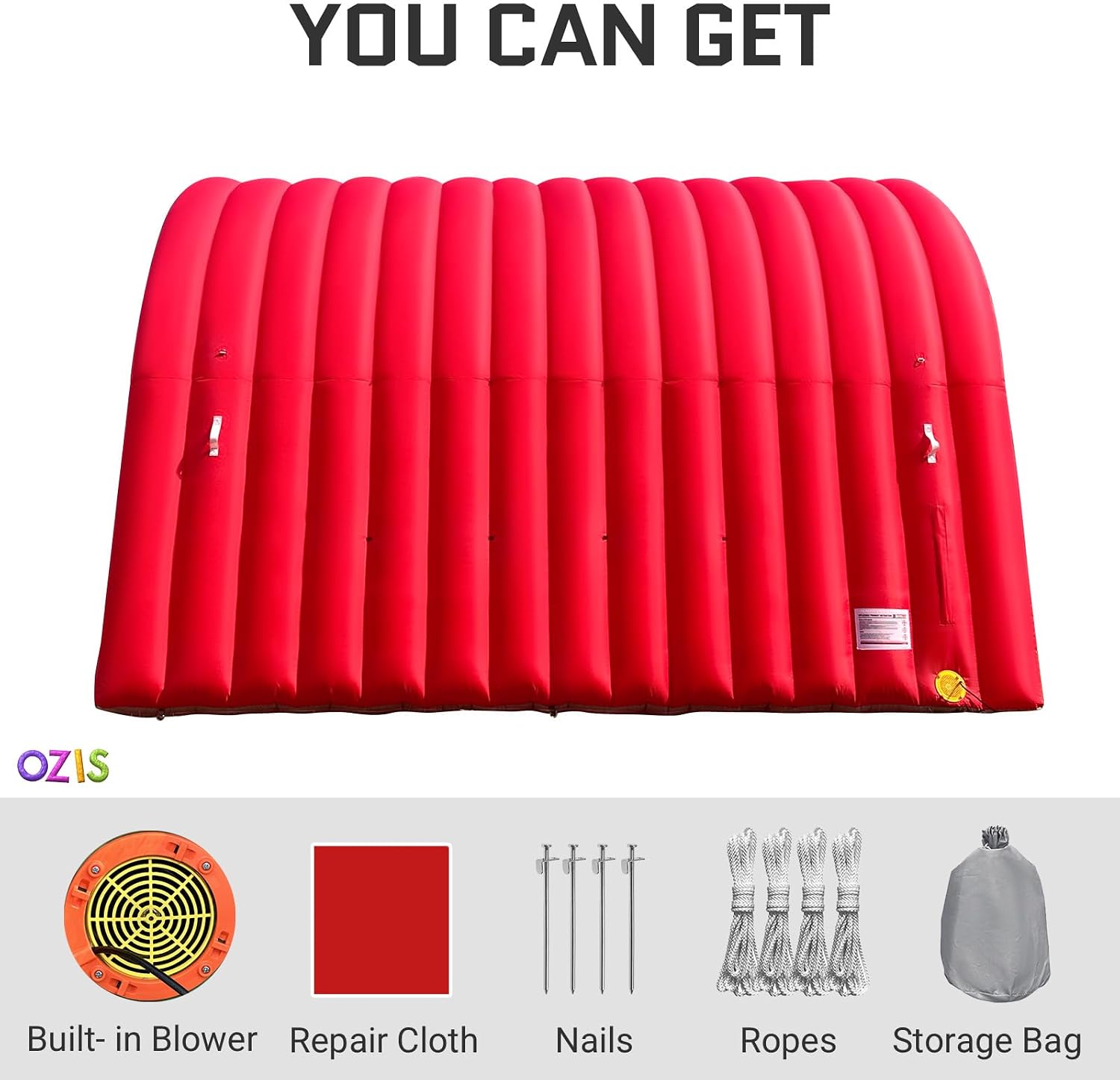 OZIS 16Ft Inflatable Tunnel Entrance Sports with Installed Blower Inflatable Football Tunnel Tent Entryway for Business Advertising Event Exhibition Promotion(Red,16x10x10Ft)