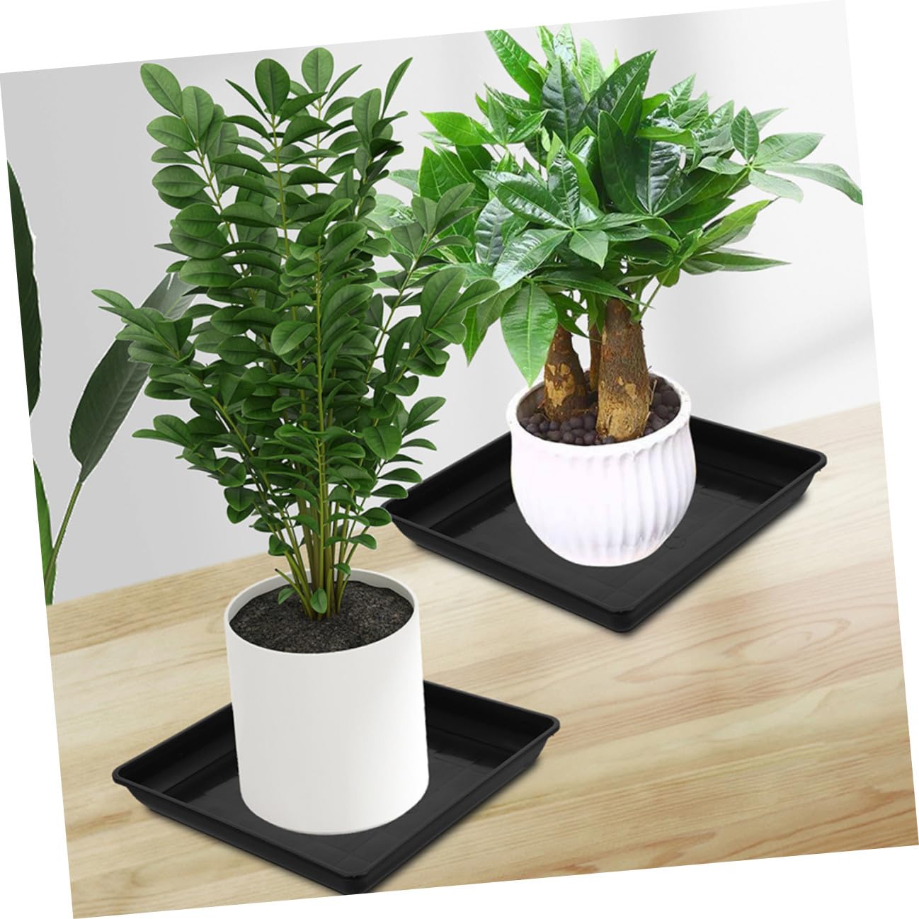 3 Bandejas de Goteo para Macetas de Plástico Negro Rectangular, Accesorio para Jardín Que Recoge el Exceso de Agua y Mantiene Limpio el Suelo o Escritorio
