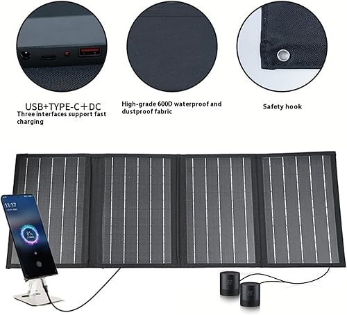 Miniatura 9 de Portable Folding 40W Solar Panel Charging Device with 3 Output Port Outdoor Charges Cell Plate for Backpacking Folding Panel Charging Device