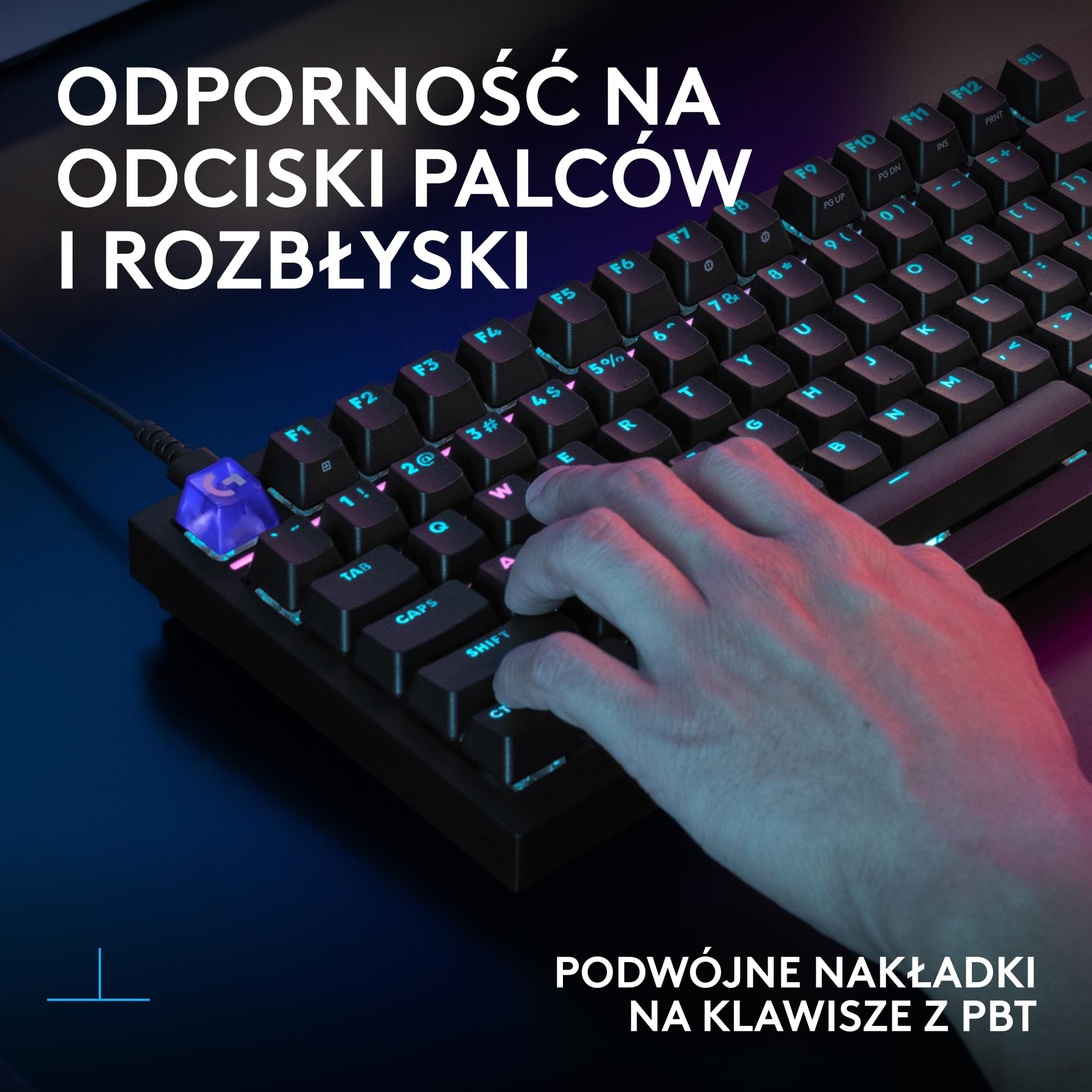 Logitech G G316 X 98, klawiatura do gier, 8 kHz,wymienne sprężynujące przełączniki,konstrukcja uszczelkowa,LED matrycowy & pokrętło,podwójne klawisze PBT,USB-C,RGB LIGHTSYNC,PC, US INT'L QWERTY-Czarny