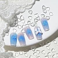 Vista 5 de 300 dijes transparentes para uñas de corazón, 3 tamaños mixtos, 3D, transparentes, lindos corazones de amor, diamantes de imitación con parte
