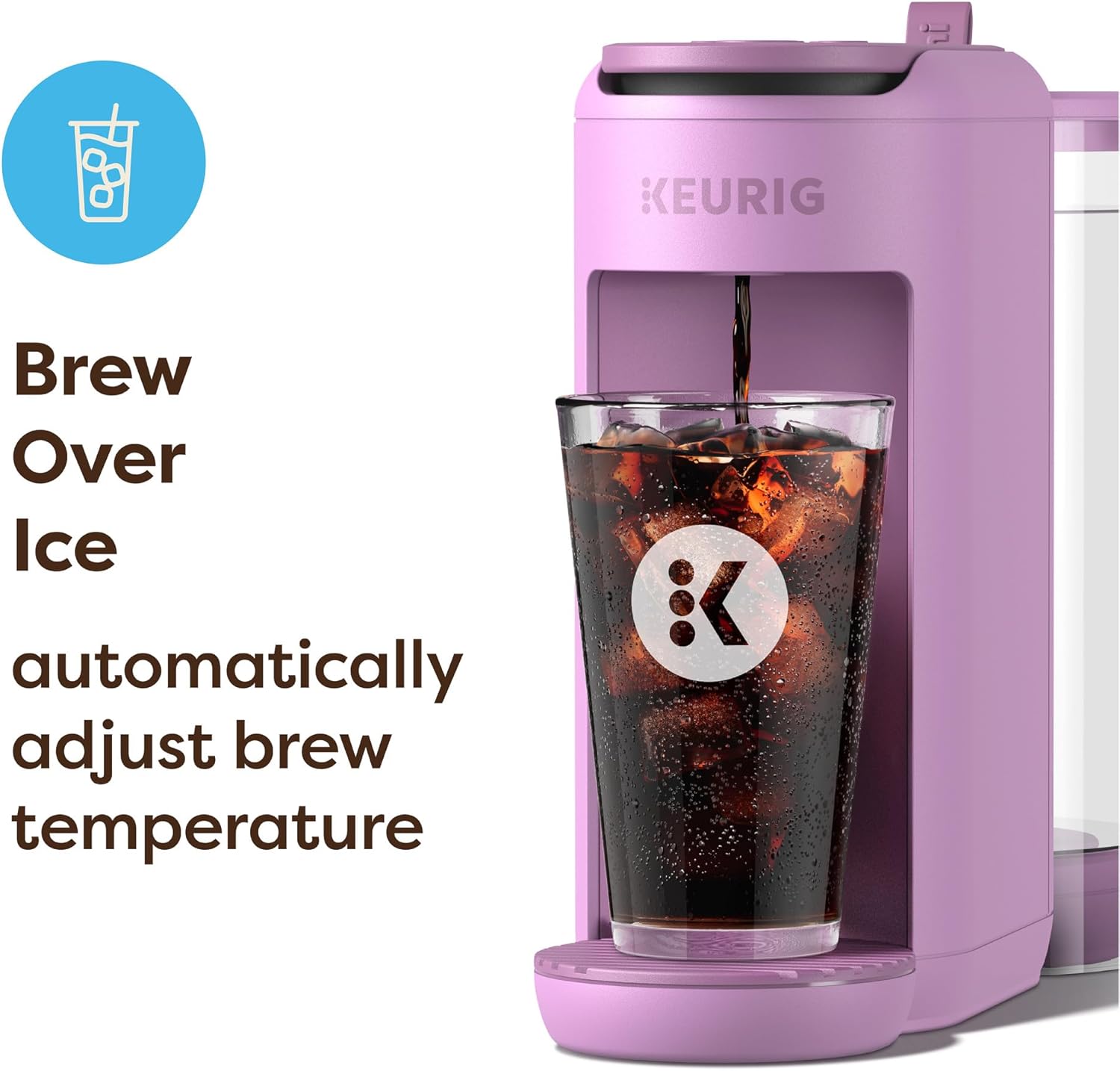 Keurig K-Mini Mate Plus Single-Serve K-Cup Pod Coffee Maker, Compact, 3 Cup Sizes, Brew Over Ice and Strong Button Features, 50 oz Removable Reservoir, Wild Orchid