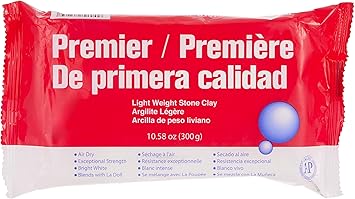Padico La Doll Premier, White, Air Dry Lightweight Stone, 10.58-oz 300g | Specialty Clay for Fine Details, Miniature Charms & Figures