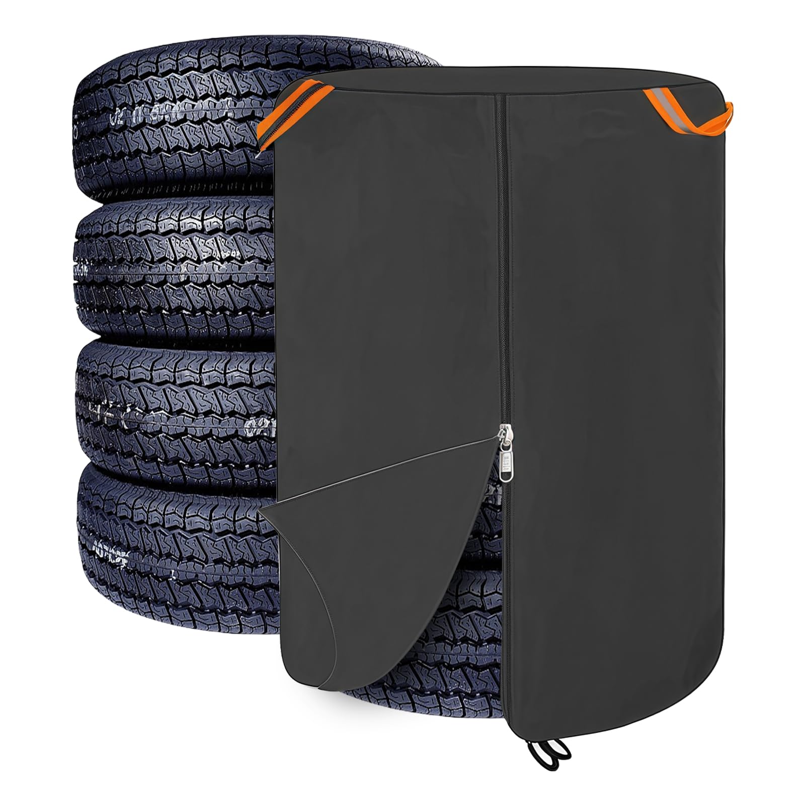 Sporgo Funda para neumáticos de coche: Cubierta impermeable para 4 neumáticos, almacenamiento de neumáticos Oxford 420D con cremallera, tiras reflectantes, fundas universales para neumáticos de coche