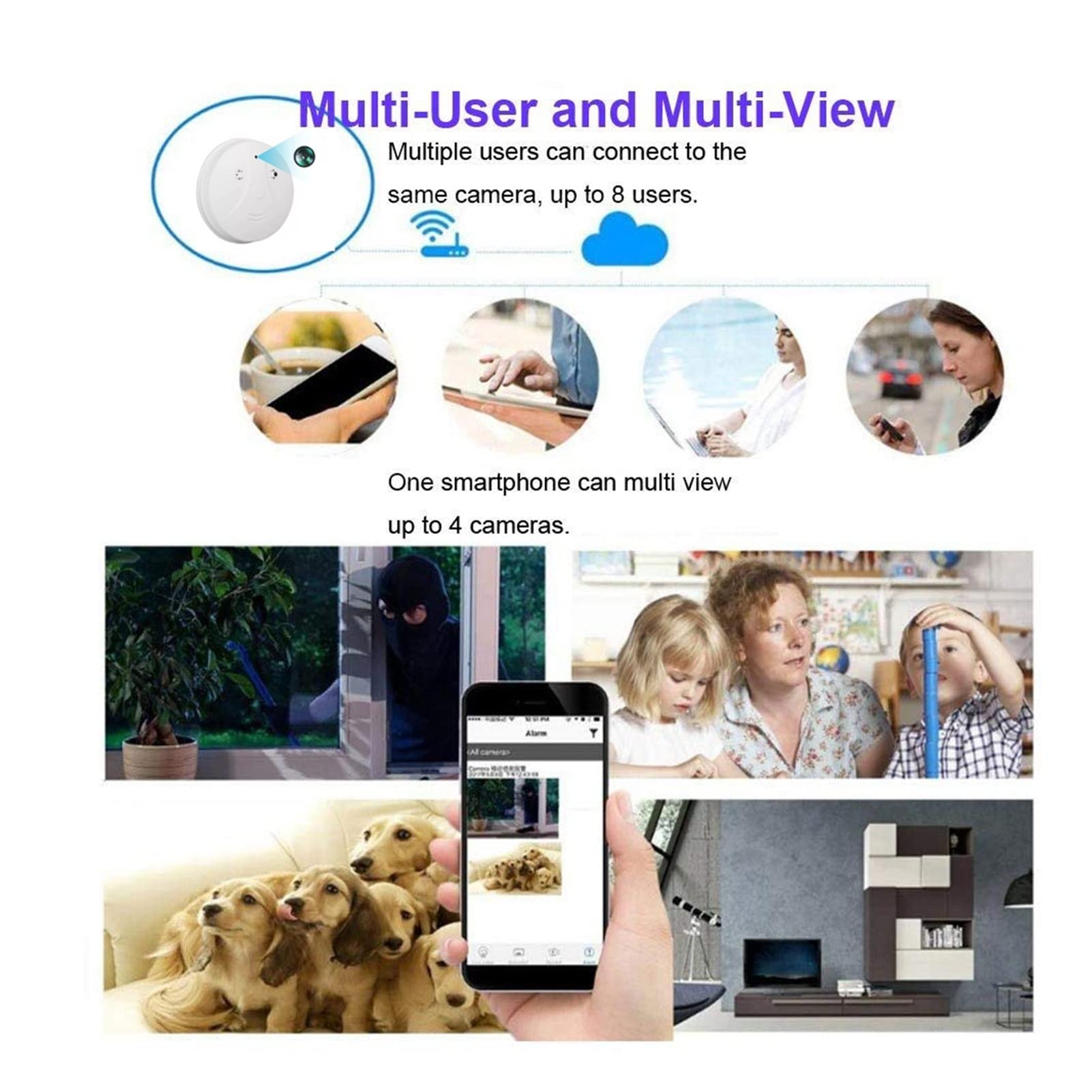 Detector de Humo inalámbrico con Alarma de Humo Detector de Humo de cámara WiFi de 1080p Cámara inalámbrica Detección de Movimiento de la cámara del hogar Video Vigilancia Monitor Remoto (Size : Came