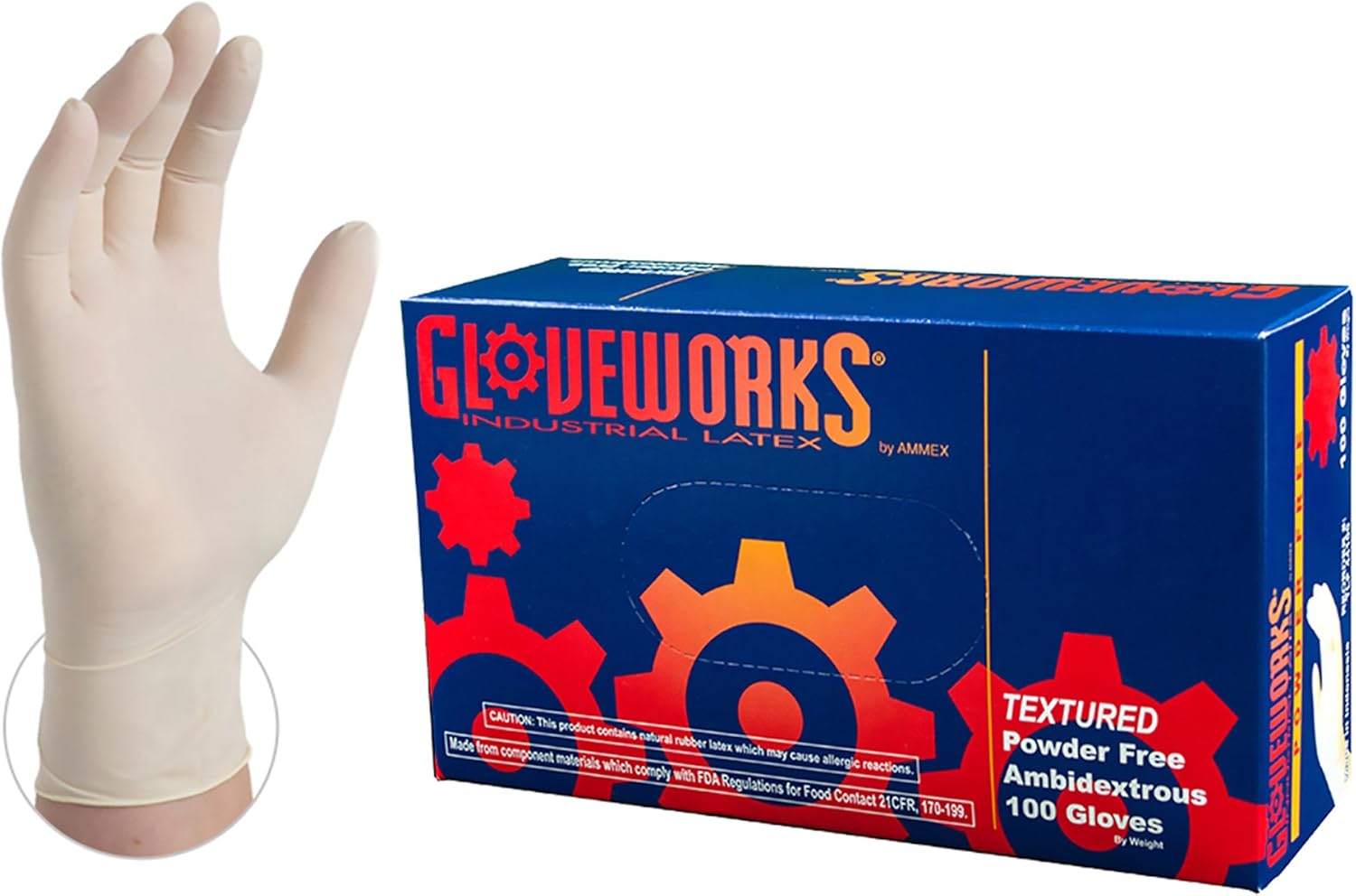 Gloveworks Latex Disposable Gloves S Ivory 100 pk
