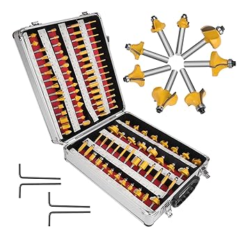 Healthible Router Bits Kit - 100pcs 1/4 Shank Router Bit Set ,Woodworking Router Bits with Aluminum Storage Case