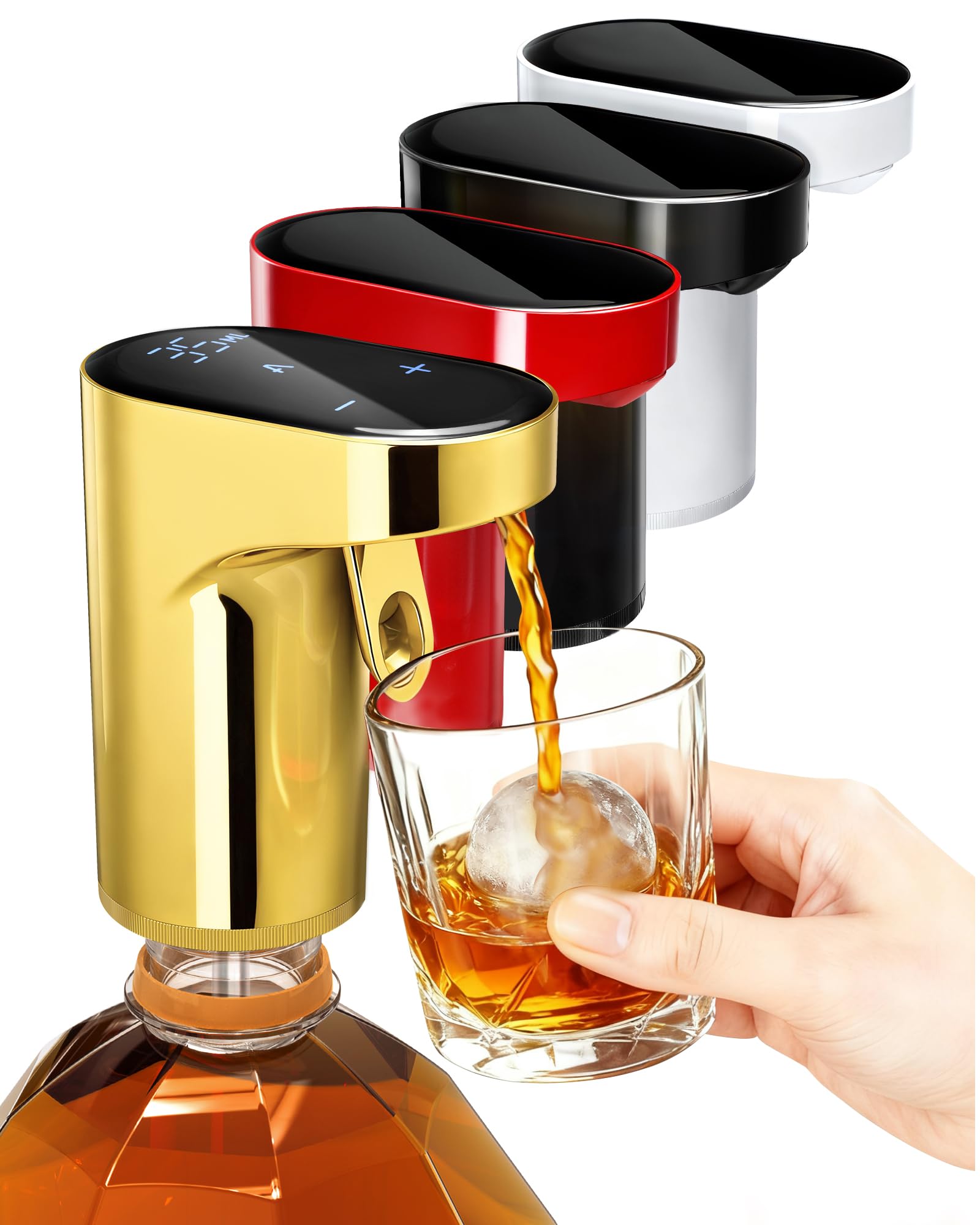 redsack whiskey pump - 4l quantitative adjustable electric dispenser, liquor decanter, rechargeable automatic wine flow distribution with digital display (gold)