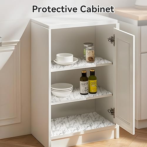 Miniatura 7 de Viseeko Revestimientos de cajones y estantes para armarios de cocina papel de mármol antideslizante para estantes de papel no adhesivo de agarre