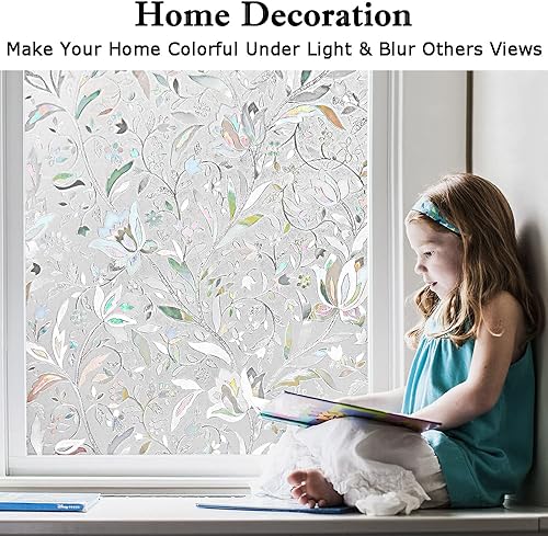 Miniatura 5 de Kromapolis Película de privacidad para ventana, cubierta de vinilo para ventanas, película decorativa de vitral, película de privacidad esmerilada