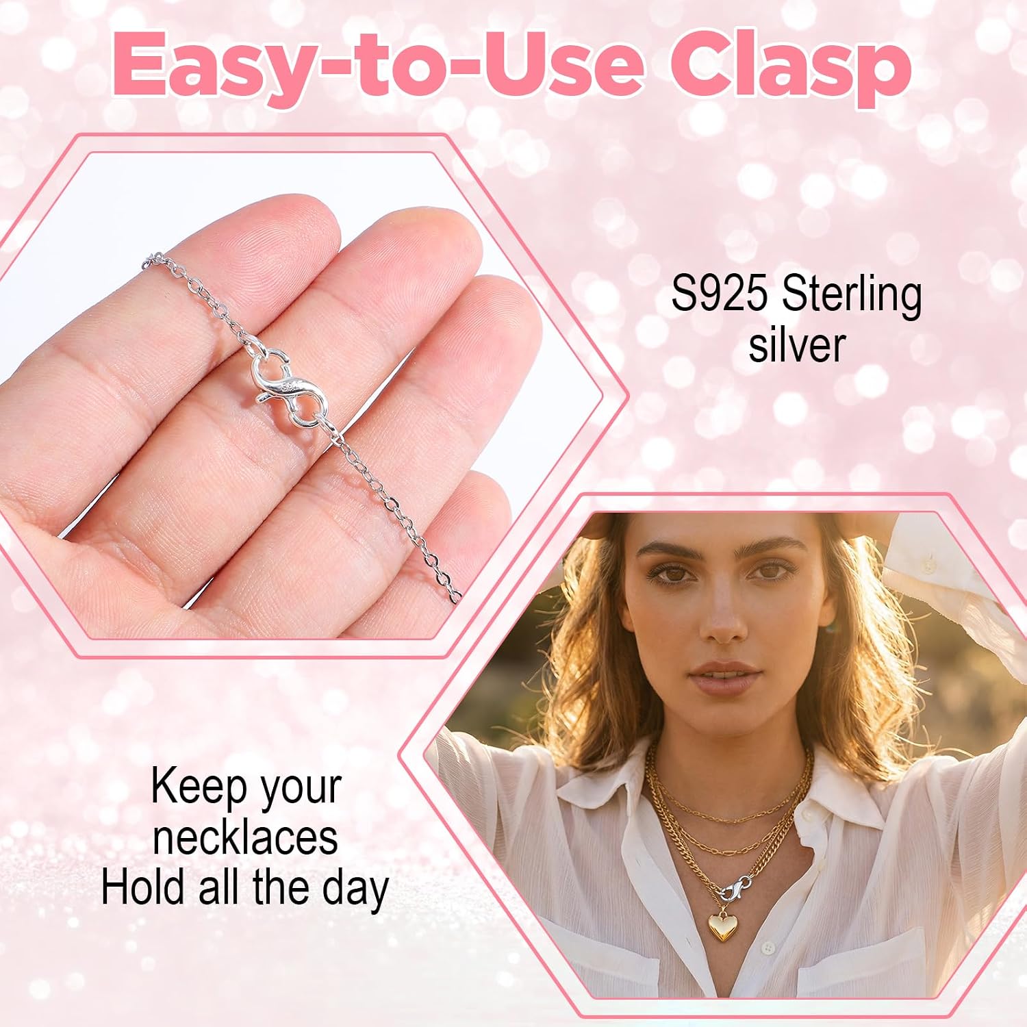 Clasp, Lobster Claw Clasps 925 Sterling Silver Double Opening
