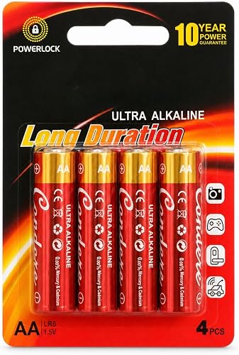 Condere Ultra Alkaline AA LR6 1.5V Batteries - Pack of 4 | 10 Year Power Guarantee, 0% Mercury & Cadmium