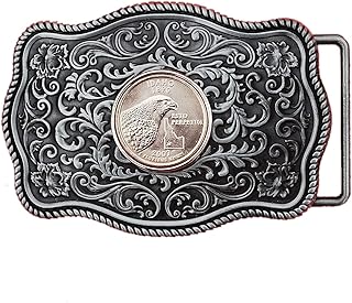 US 2007 Idaho State Quarter BU Uncirculated Coin Silver Tone Belt Buckle NEW - Beautiful Western Scroll Design