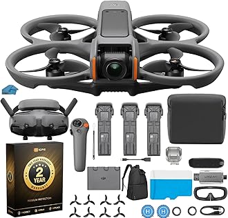 Avata 2 Fly More Combo (3 Batteries), FPV Drone with Camera 4K, Immersive Experience, One-Push Acrobatics, Built-in Propeller Guard, 155° FOV, Camera Drone Compliant with FAA Remote ID With 128gb Micro SD, Backpack, Landing Pad and More Bundle with 2 Year extended Waranty