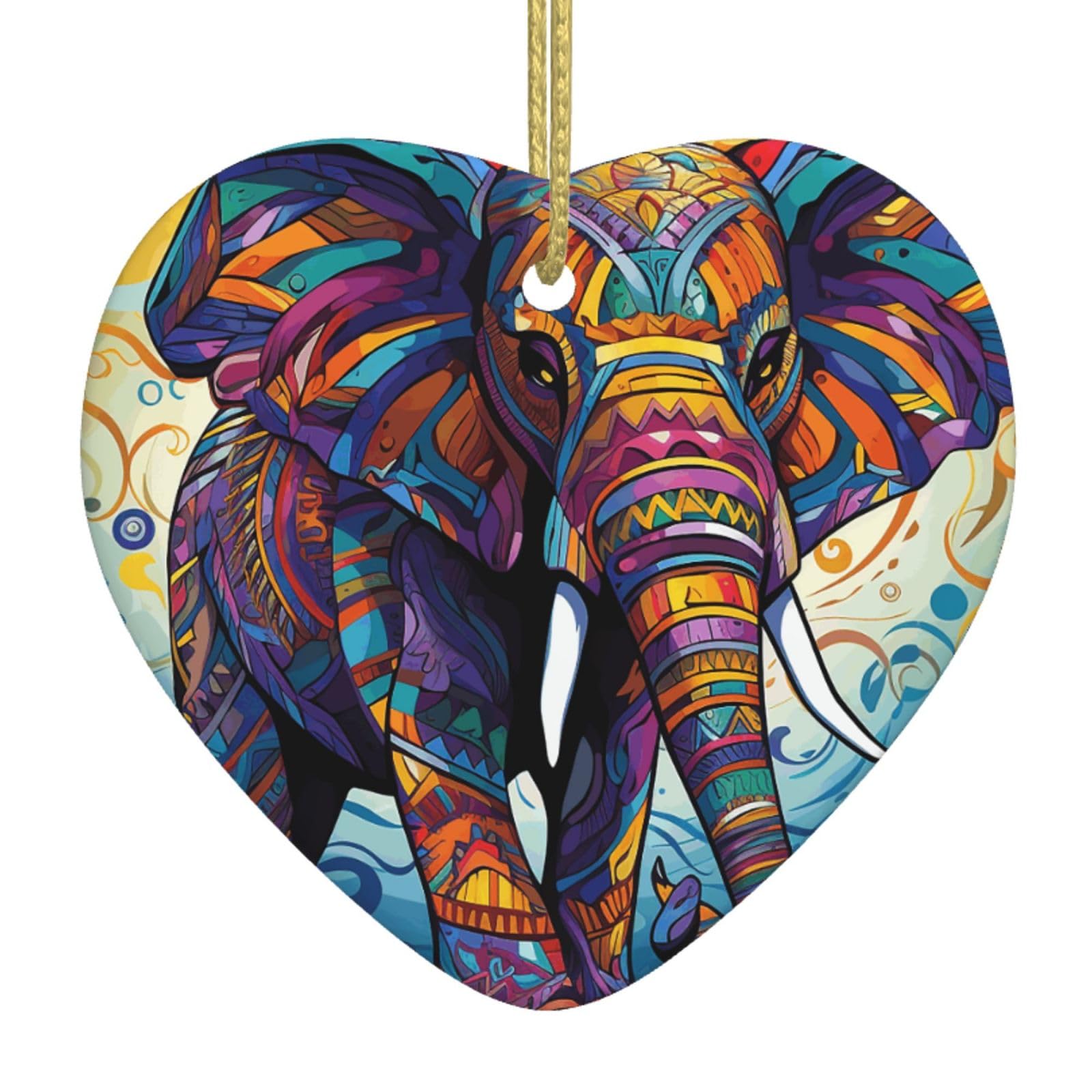 Fodpand Women's White Colorful Elephant Christmas Ornaments 2025, Gift Exchange For Men, Collectible Ceramic Ornament Heart Hanging Ornaments For Christmas Tree Decoration