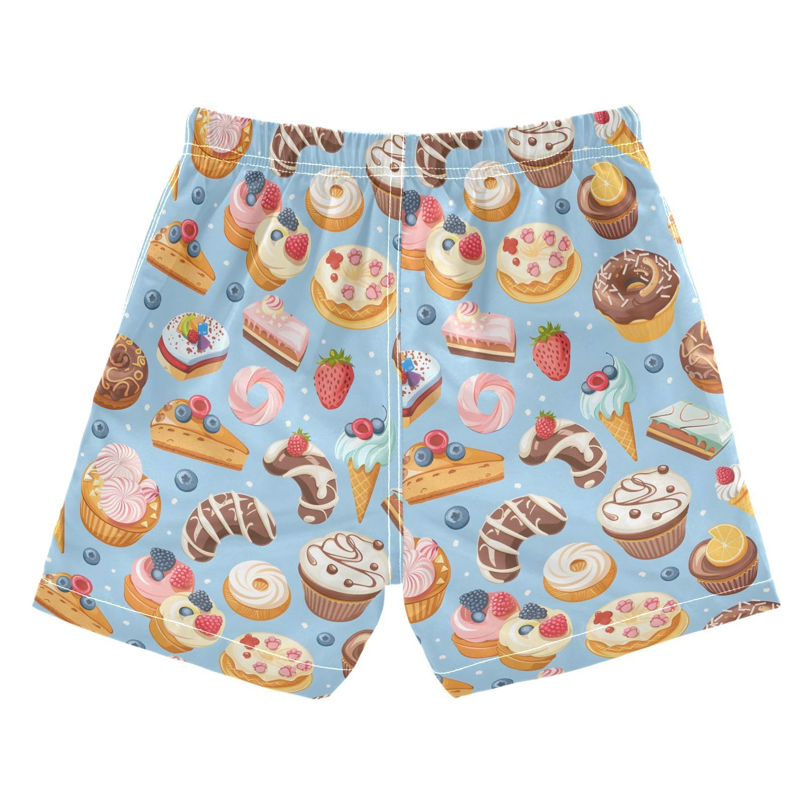 ALAZA Ice Cream Cake Donut Boys Quick Dry Beach Board Shorts Kids Swim Trunks Bathing Suit Swimsuit 2T