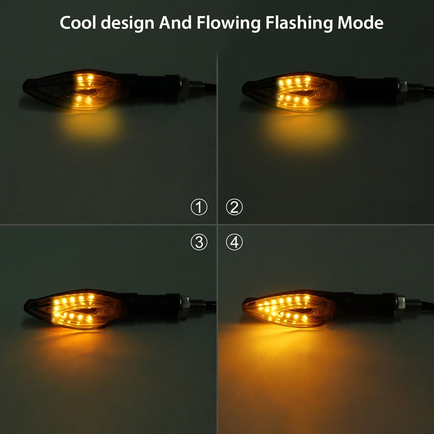 4 Pcs Clignotant Moto Feux Clignotant De Mode Circulant Indicateurs De Tournage Étanche 12V 14 LED Lampes Universel Pour Moto Scooter Quad Cruiser Hors Route-Orange 12 image