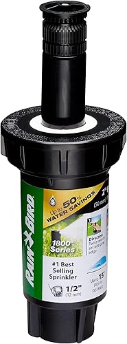 Rain Bird 1802HV15PR Regadera emergente profesional con regulación de presión (PRS) de alta eficiencia, patrón ajustable de 0° a 360°, distancia de