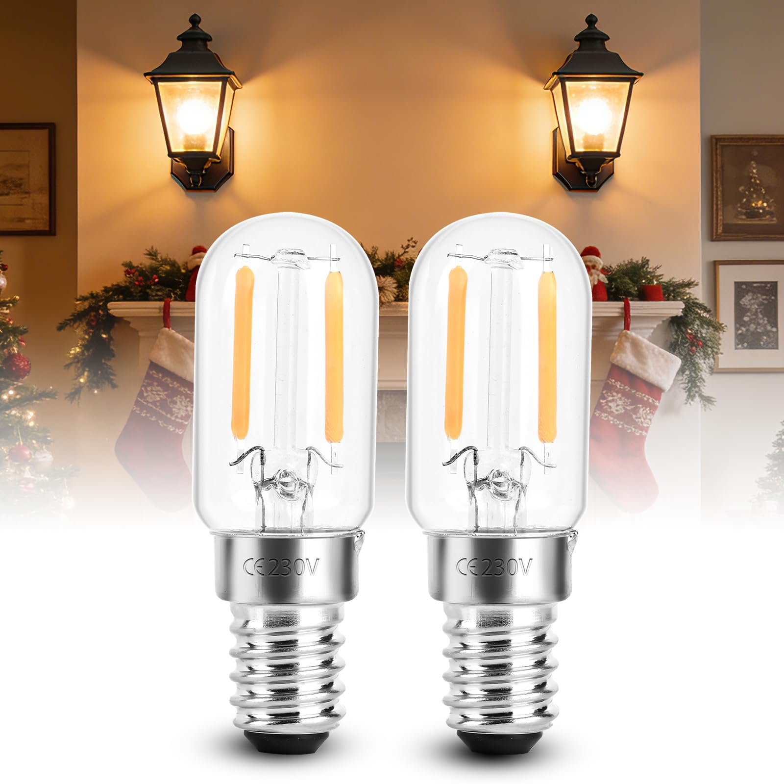 YYBCAN T22 E14 LED Bulbs 1W Warm White 2200k, T22 Edison SES Small Screw Tubular Night Bulb, 10W-15W Equivalent, AC 220-240V, 150 Lumen, for Fridge Salt Lamp, Pack of 2
