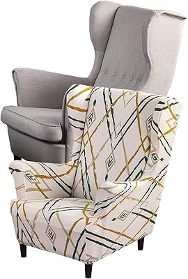 JHLD Small Stretch Wing Chair Slipcover 1 Piece, Printed Wingback Chair Cover Soft Wingback Chair Slipcover Machine Washable for Kids Armchair Chair Slipcovers -E-Small