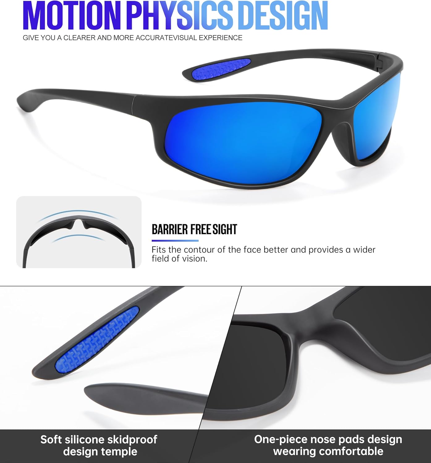 KALIYADI Mens-Sunglasses Polarized Sunglasses-Men Sports: Sport Sun Glasses for Running Cycling Fishing with UV Protection - Image 4