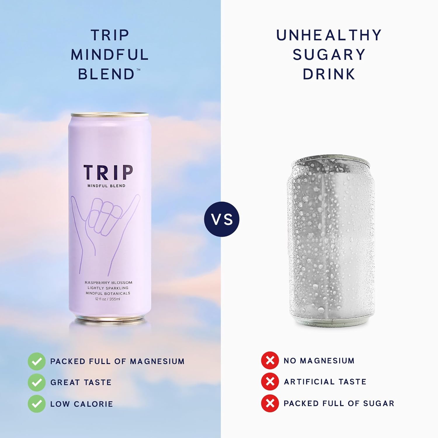 717grDStmEL._SL1500_ Trip Mindful Blend, Lightly Sparkling Adaptogen Seltzer, Mocktail w/ 120mg Magnesium Citrate with Ashwagandha, Lions Mane & L Theanine, No Added Sugar, Vegan, Citrus Berry Variety Pack, 12 Oz, 12Pk