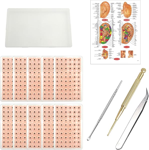 WOOPSOO Ear Seeds Acupuncture Kit 600 Pcs with Guide and Tweezers