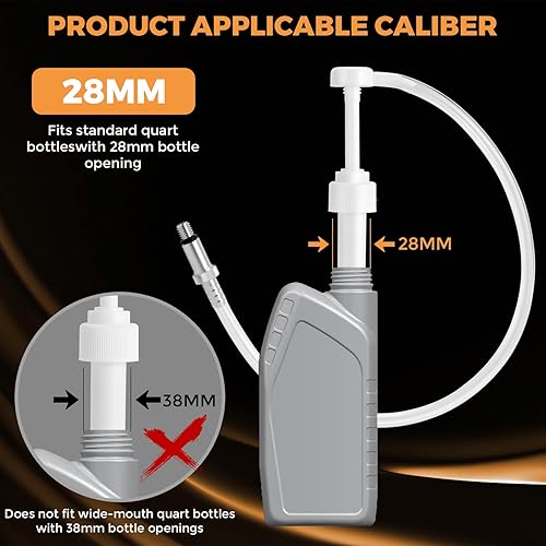 Miniatura 4 de Bomba de aceite de engranajes de unidad inferior para botellas estándar de cuarto de galón para tapas de botellas de 1.102 in, 10 CC por carrera de