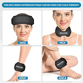 Neck Ice Pack Wrap,Cervical Ice Pack,Cold Compress Ice Packs for Injuries Reusable Cold & Hot Therapy Adjustable Flexible Gel Migraine Ice Head Wrap for Neck Pressure (Black)
