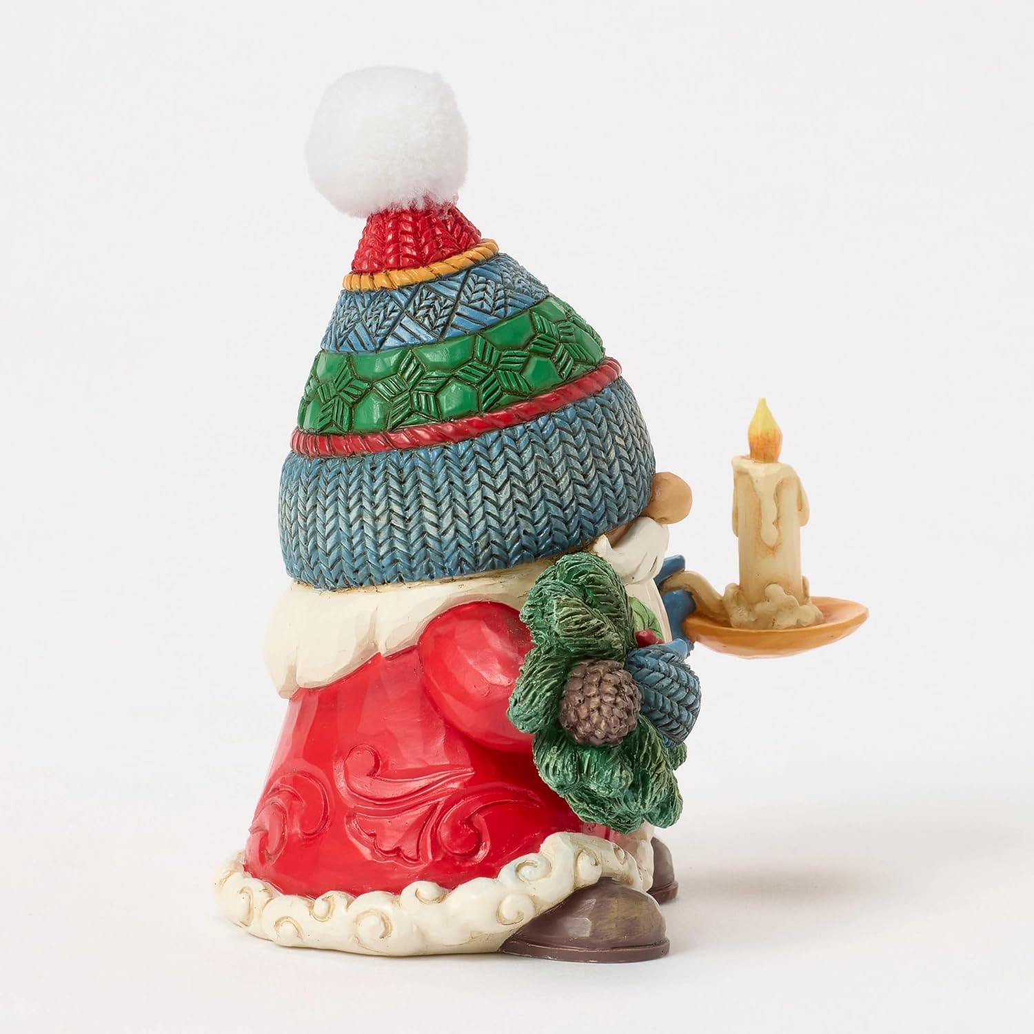 Enesco Jim Shore Heartwood Creek Gnome Holding a Chamber Candle Figurine, 4.33 Inch, Multicolor