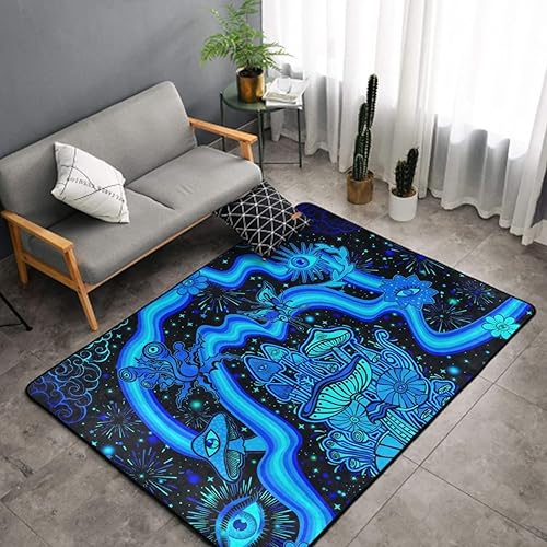 Miniatura 3 de Alfombra de área ultra suave y acogedora para niñas, niños, adolescentes, alfombra de área de juegos, hongos, flores, ojos, estrellas, plantas