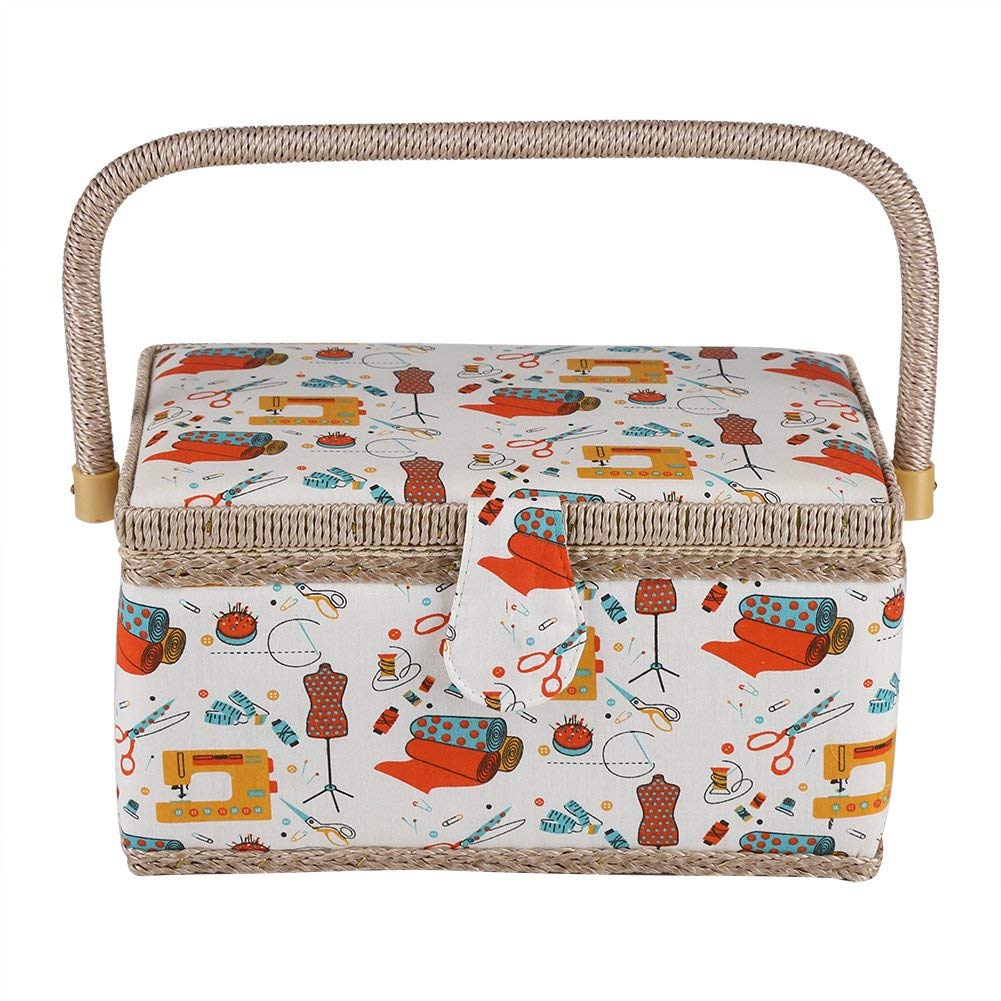 Taille du panier à coudre, boîte à couture au design effronté de points, boîte à couture de fil à coudre aiguille, accessoires ménagers Divers organisateurs de rangement portables et de grande taille