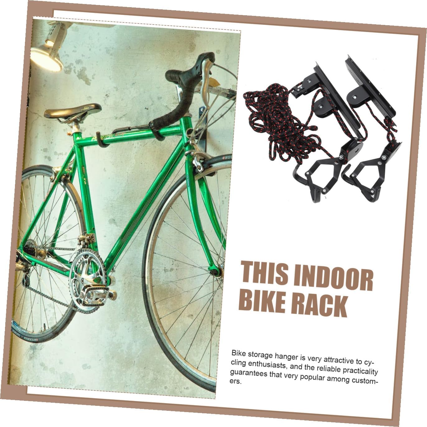 Bike Hoist Pulley System Garage Ceiling Mount Bicycle Storage Hanger with Wall Hooks Black Steel Rack for Indoor Bike Parking and Garage Organization Random Color