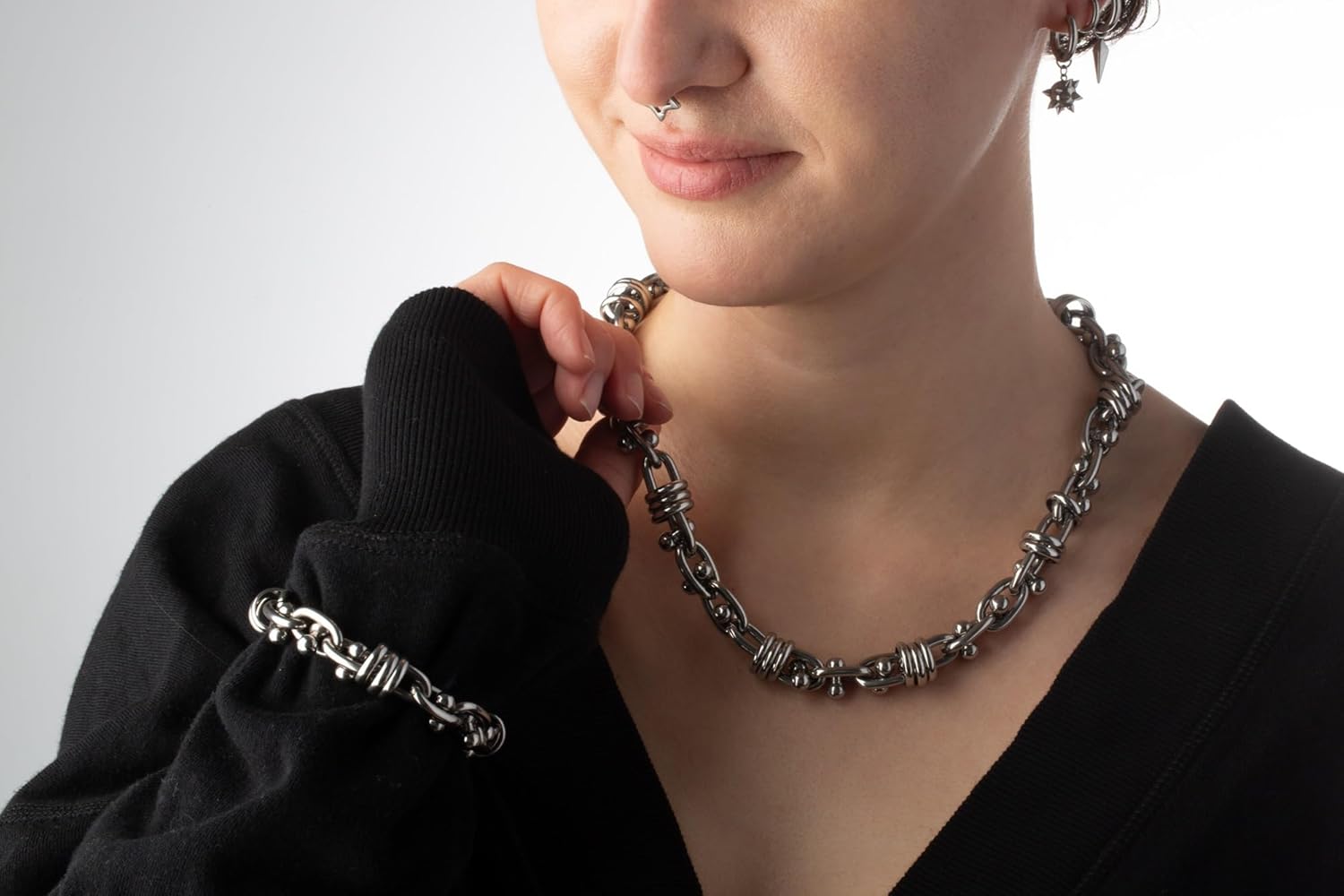 Pierced Owl 316L Stainless Steel Barbell Chain Link Bracelet - Image 7