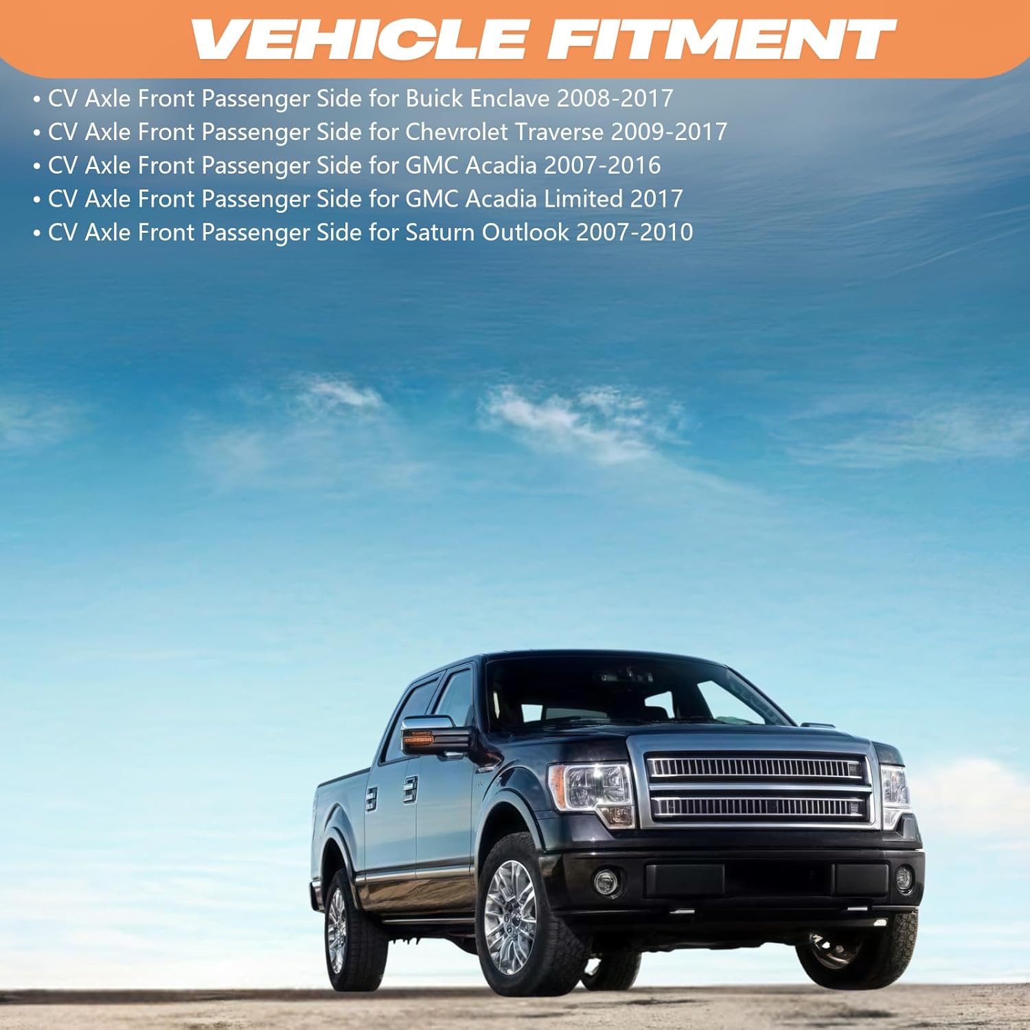 CV Axle Front Passenger Side 2007 2008 2009 2010 2011 2012 2013 2014 2015 2016 2017 for Buick Enclave for Chevy for Chevrolet Traverse Joint Half Shaft Assembly
