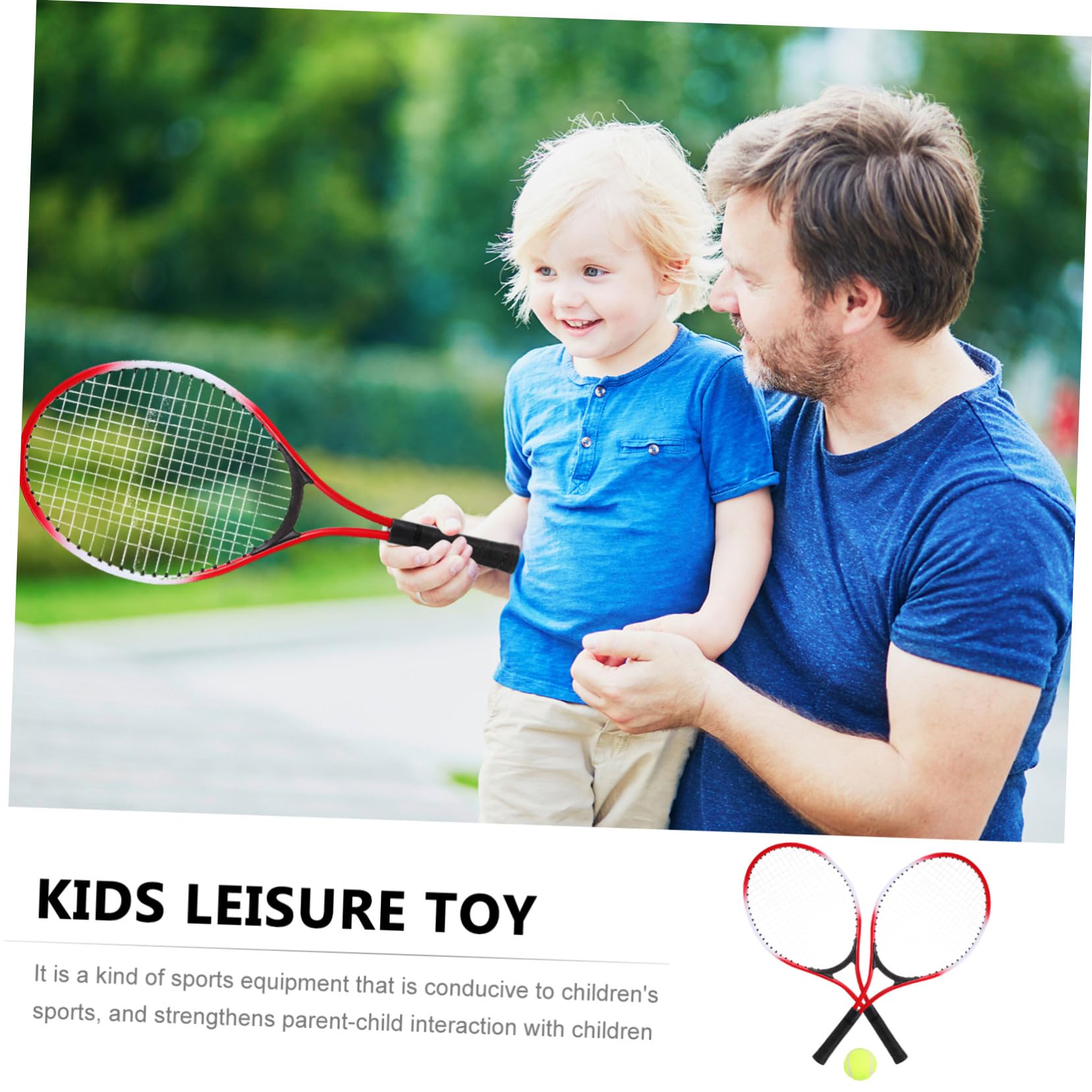 Set e Manico Morbido per Bambini Racchette da Tennis con Pallina e Borsa, Rete Flessibile in Ferrolegato per Sport All'aperto e Gioco