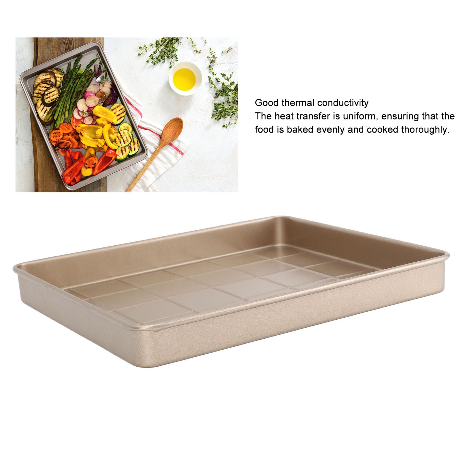 Kuuleyn Baking Sheet Pan Cookie Tray Pans Sheet Pan Multifunctional Carbon Steel Baking Sheet Tray Non Stick Rapid Heating Oven Tray for Puff Pastry Cupcakes (Type 1)