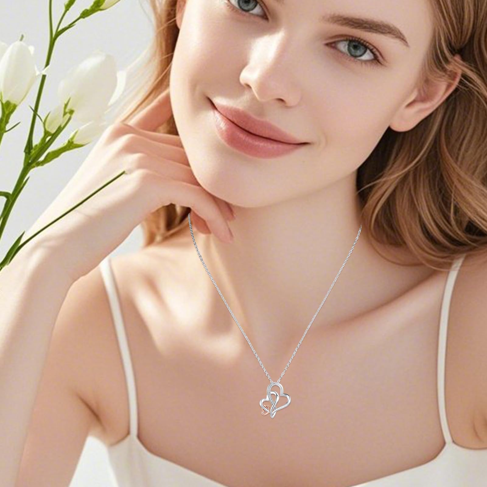 REDSUN Collana a tre cuori in argento Sterling 925 placcato in oro rosa – tre generazioni gioielli per nonna, madre, figlia, collana a cuore infinito da donna, regalo per la festa della mamma, moglie