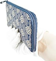 Amazon | [印傳屋] 印伝 長財布 束入A L字ファスナー 鹿革 紺地×白漆