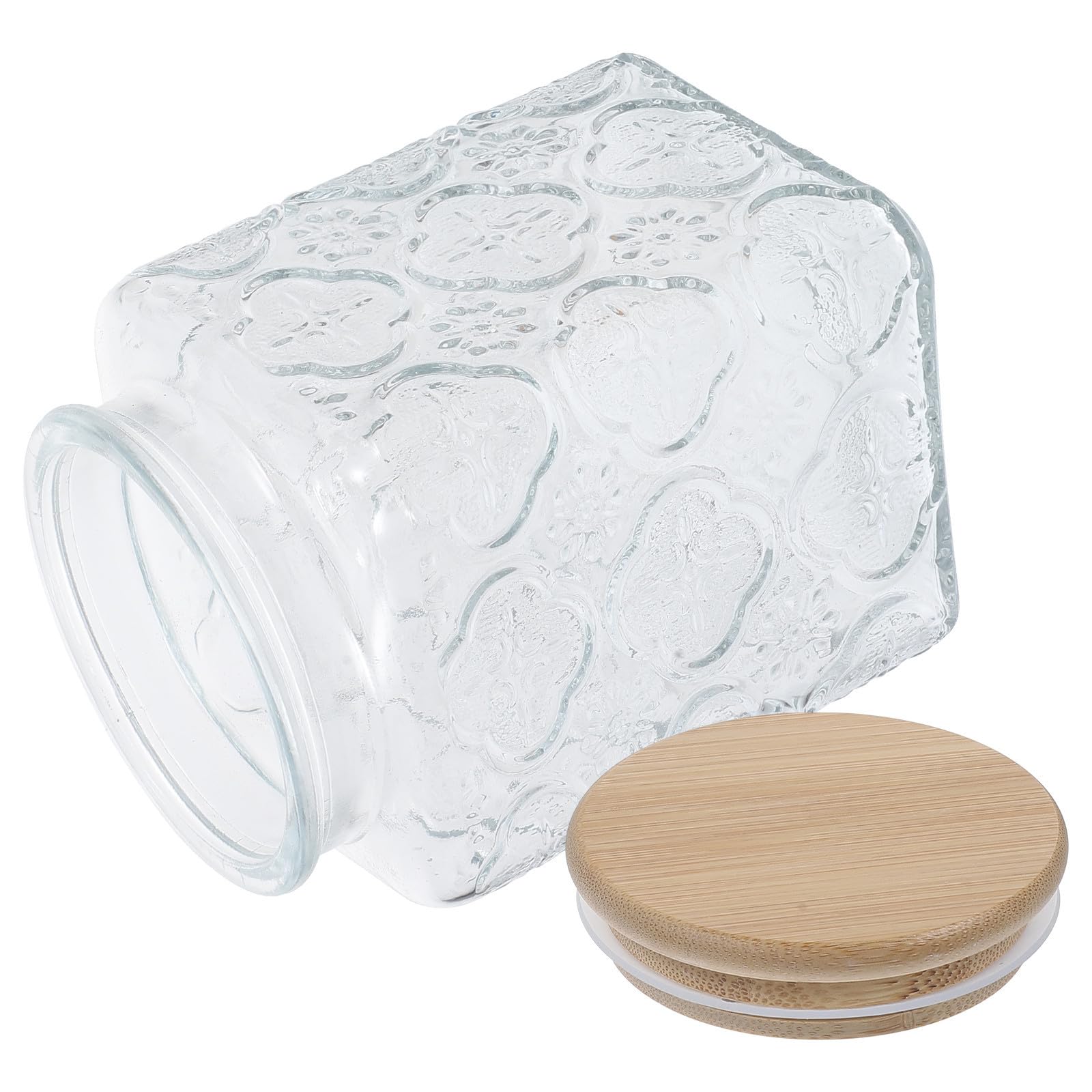 KICHOUSE Tarros de Vidrio Tapa de Bambú para Almacenar Alimentos Secos y Dulces, Diseño Transparente Resistente y Capacidad de 750ml, Adecuado para Cocina en Casa o Restaurante