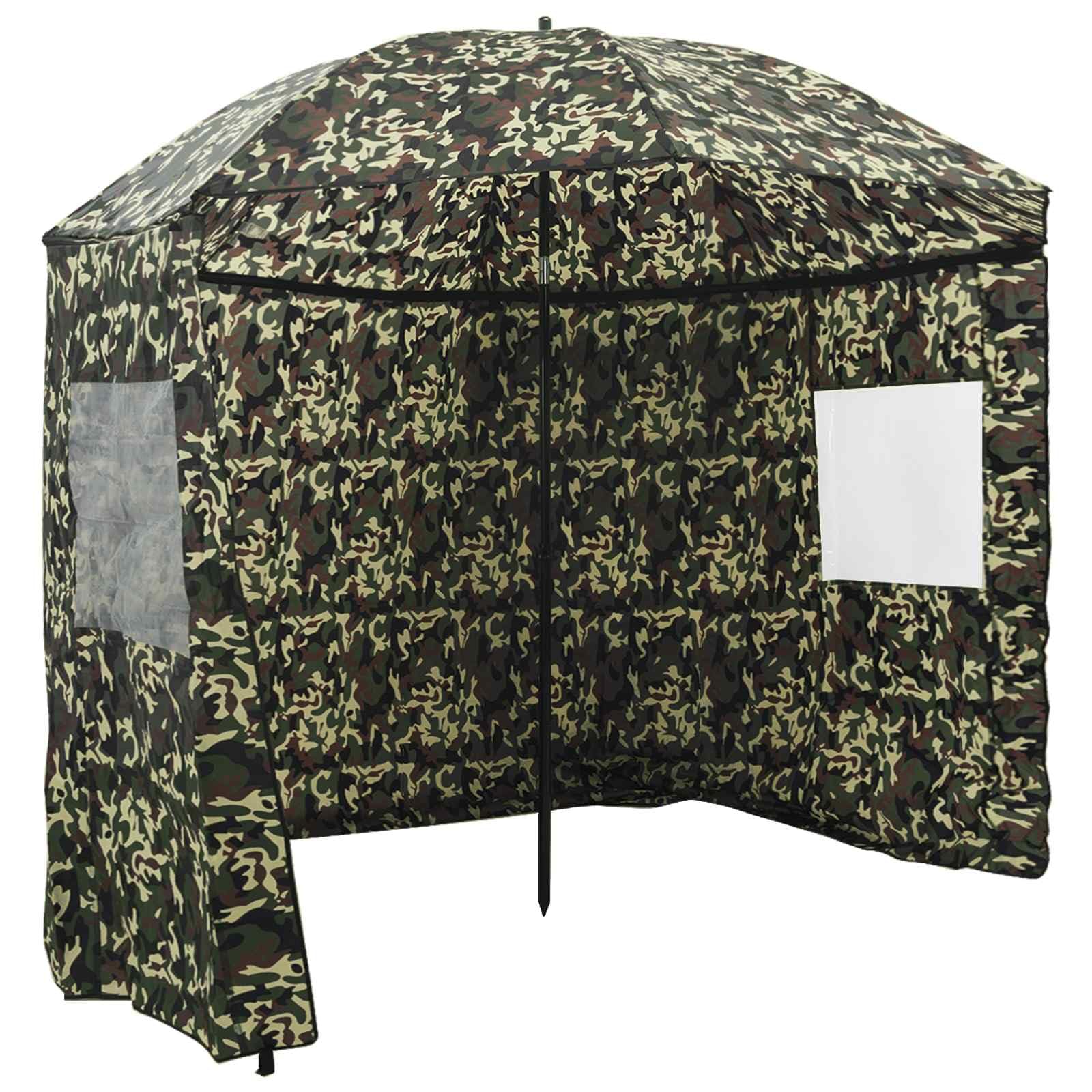 Parasol wędkarski, maskujący, 300 x 240 cm, poliester Oxford, pochylony, ze ścianami bocznymi, odporny na promieniowanie UV i wodoodporny, do ogrodu, na taras, do wędkowania