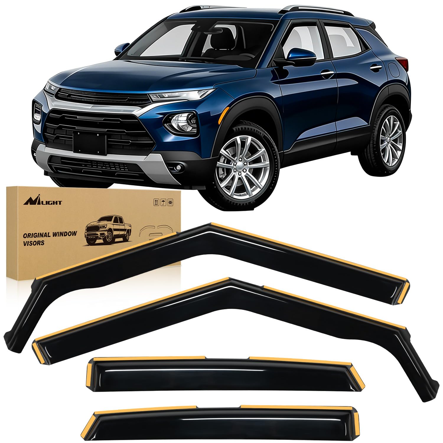 Nilight Durable in Channel Rain Guards for Chevrolet/Chevy Trailblazer 2021 2022 2023 2025 Window Deflectors,Vent Window Visors-4pcs