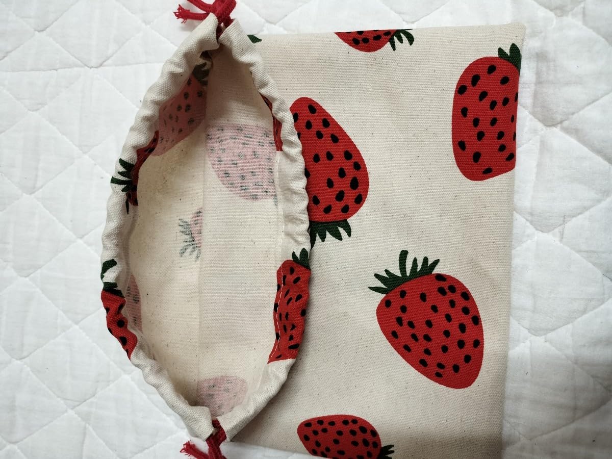 Amazon.co.jp: 巾着袋 お弁当袋2点セット いちご柄 コップ袋