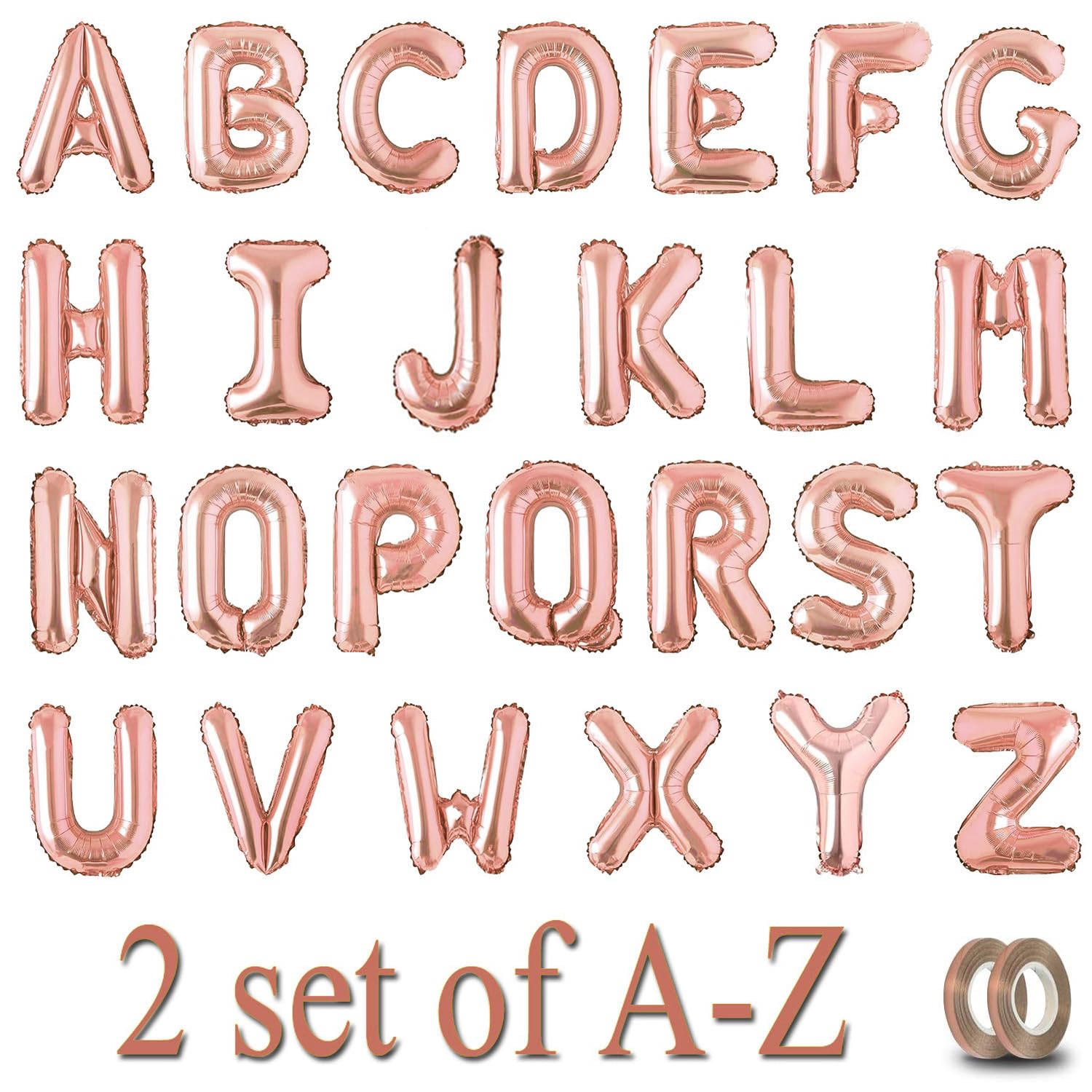 52pcs Letter Balloons Rose Gold Balloon, Custom Alphabet Balloons Party Supplies, Personalized Phrase Word Name Banner,16 Inch Alphabet A-Z Decor