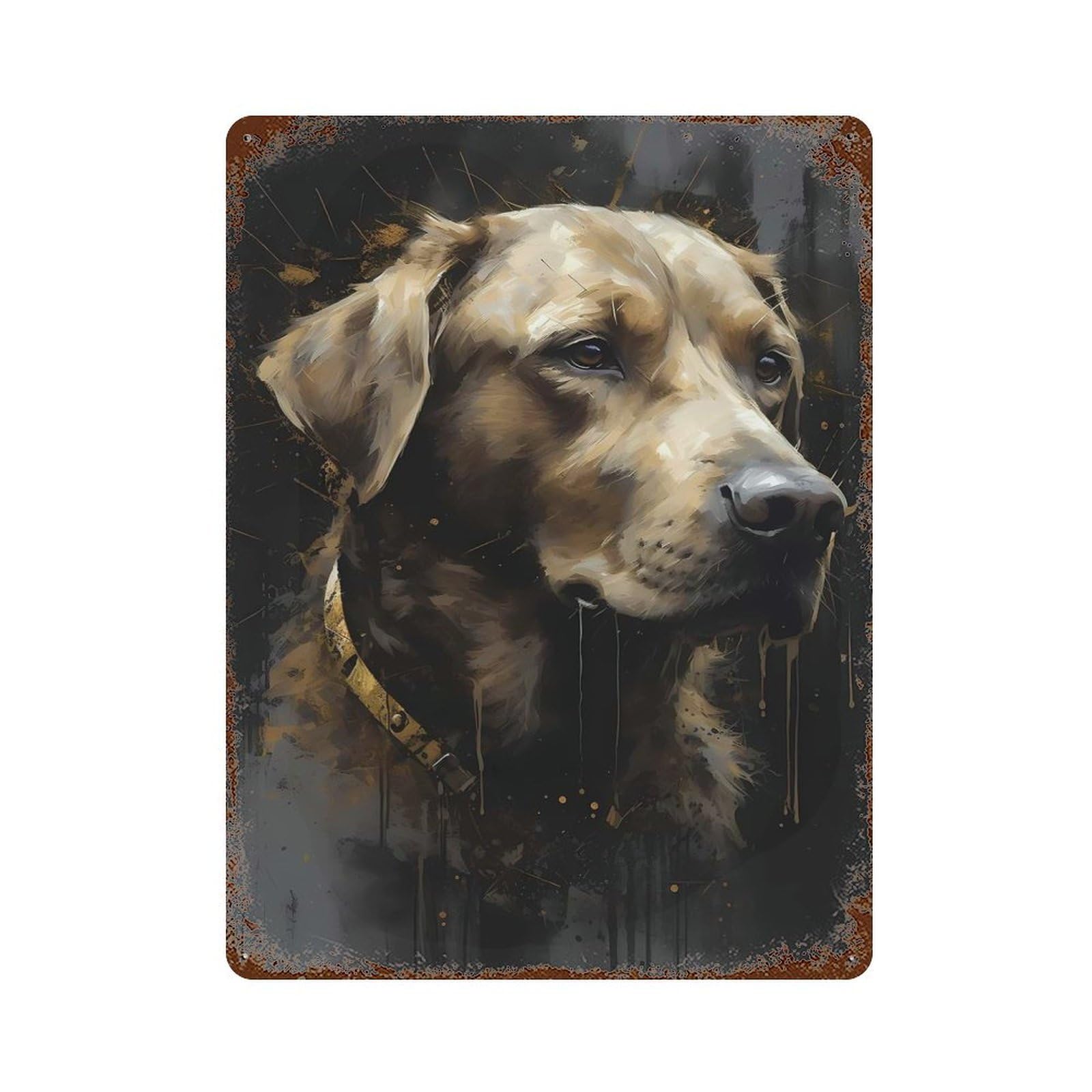 Garage Style Labrador Retriever Dog Rusty Metal Tin Sign 15.7"x11.8", Shabby Chic Decor for Bar And Workshop