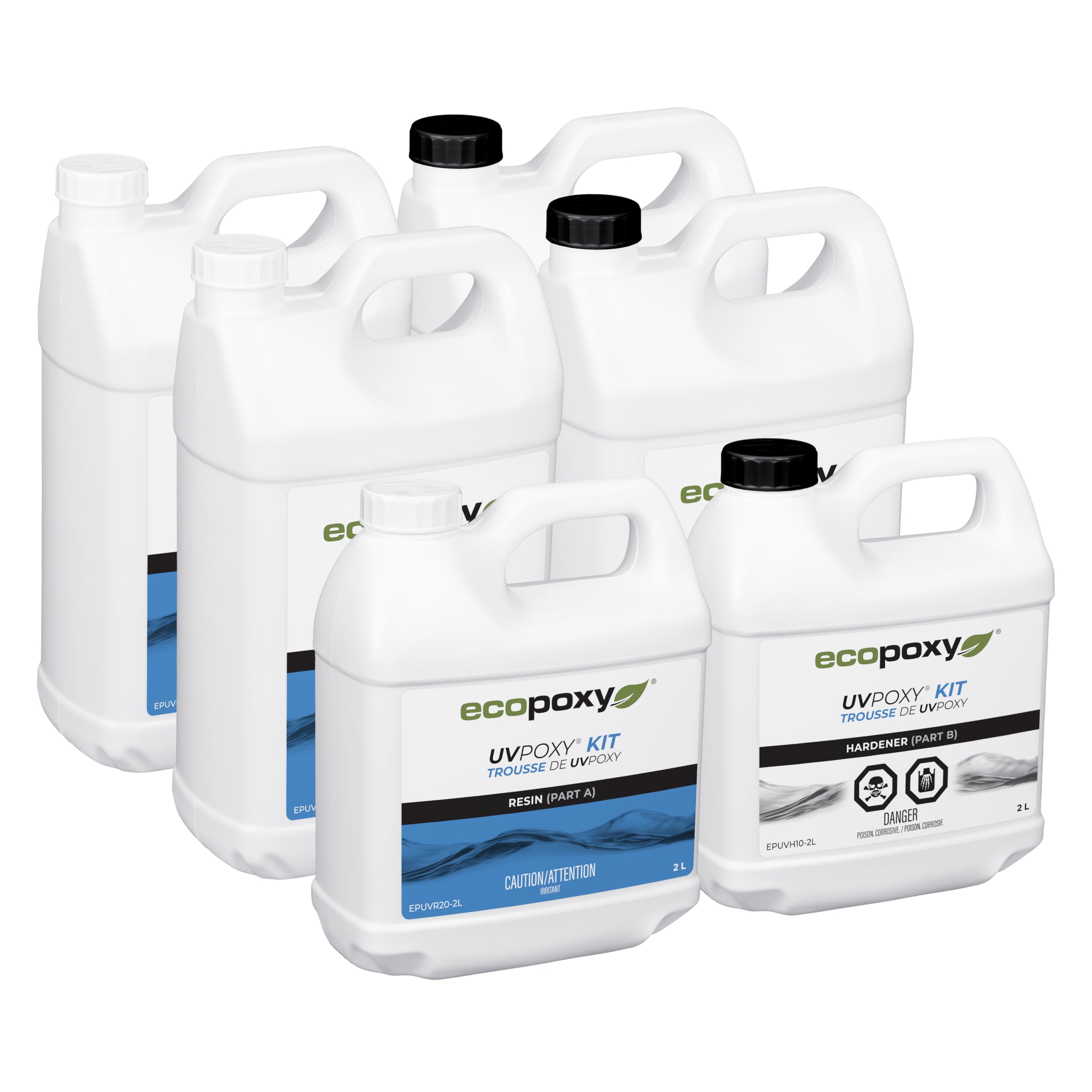 EcoPoxy UVPoxy Table Top Coating & Art Epoxy Resin Kit - 5.28 Gal / 20L: Fast-curing, UV/Yellowing Resistant, Water-Clear, Bio-Based Resin |